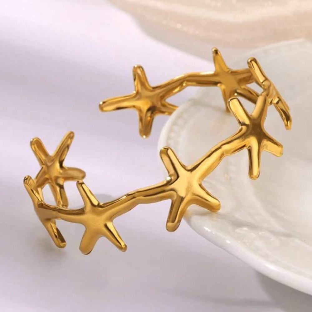 Gold Starfish Cuff Bracelet